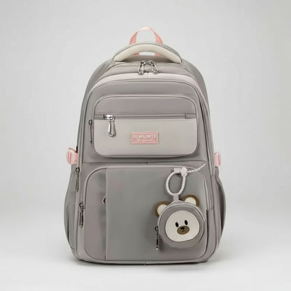 Mochila Escolar Liceal Unisex Grande Impermeable Para Viaje Gris Liso