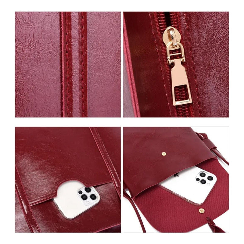 Set De Cartera X4 Bolso Monedero Billetera Eco Cuero Dama 1