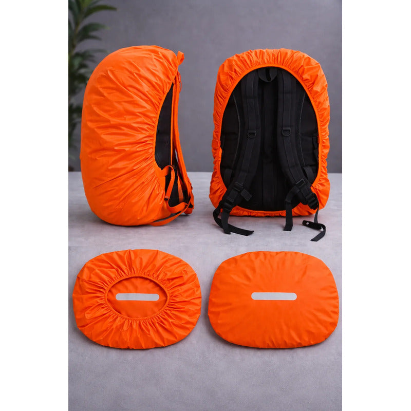Funda Protectora Impermeable Para Mochila 35lts Reflectante Naranja Liso