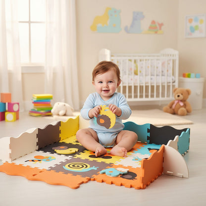Alfombra Para Bebes Piso De Goma Eva Infantil Niño 114x114cm Animales