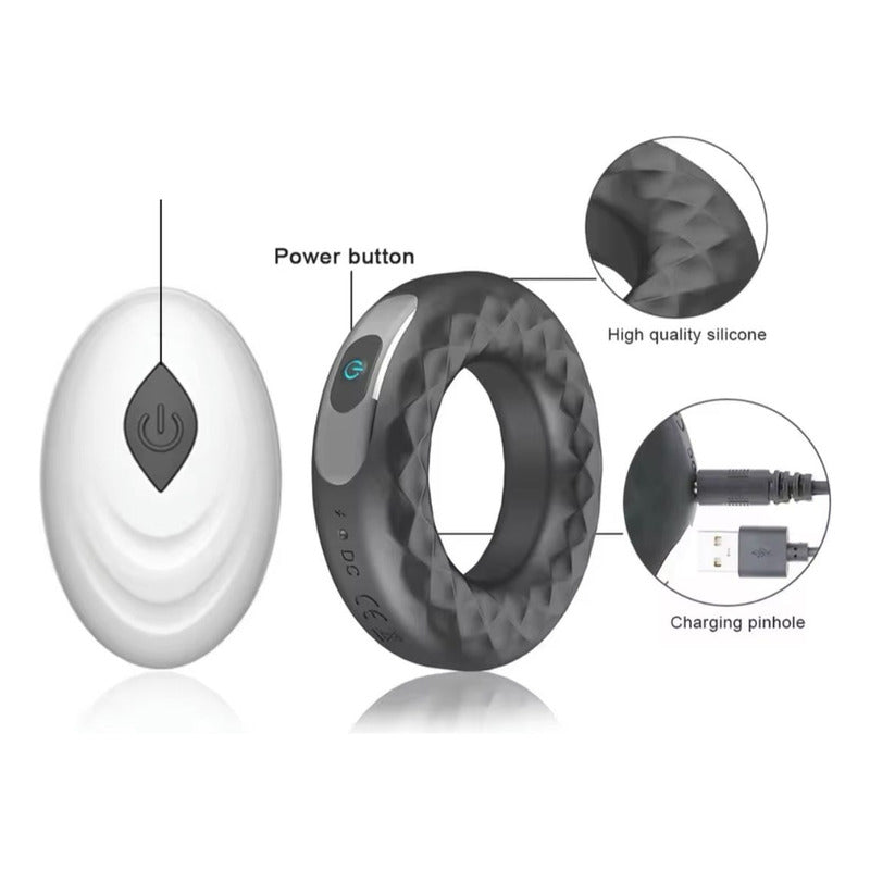 Anillo Masculino Con Vibración Juguete Sexual Usb Negro