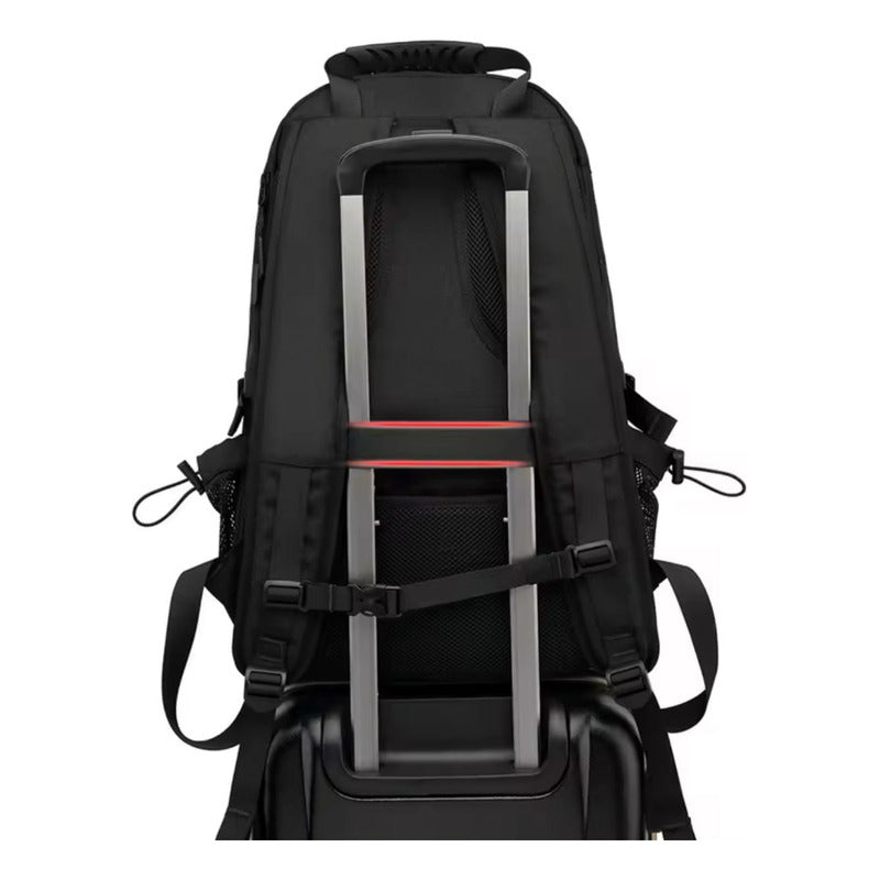 Mochila De Viaje Y Trabajo Impermeable Expandible 45l Negra Negro Liso