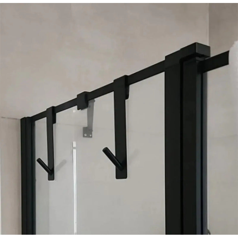 Gancho Toallero Mampara Baño Acero Inoxidable 2 Unidades Negro