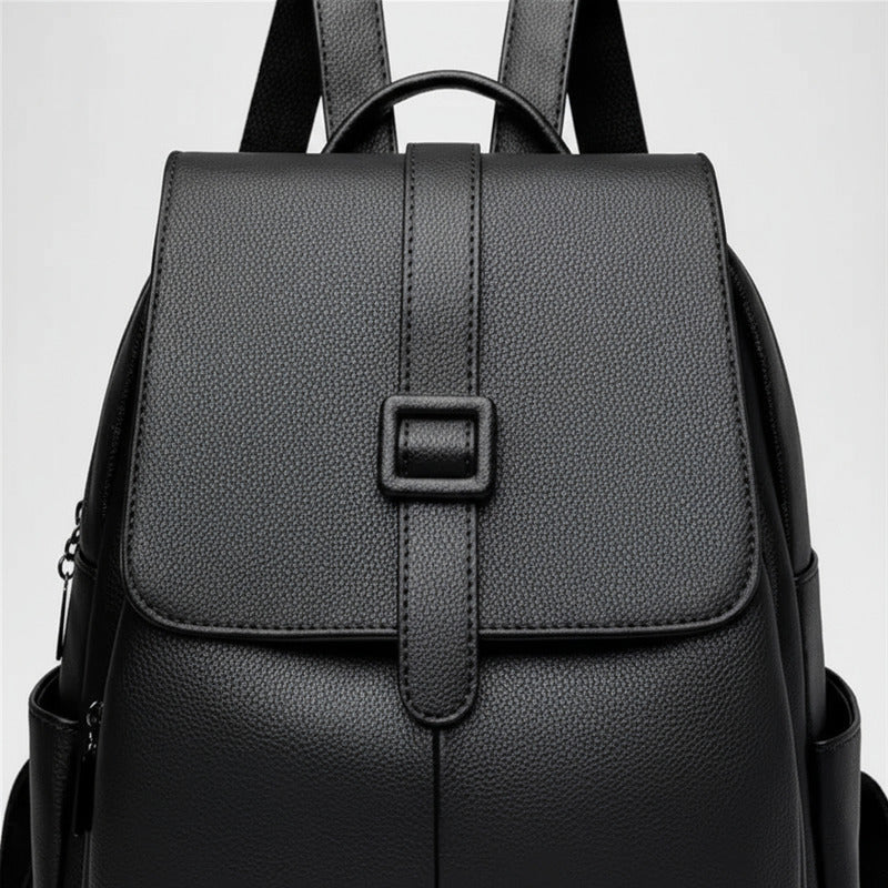 Mochila Para Mujer De Eco Cuero Grande Casual Urbana Dama Negro Liso