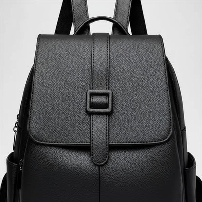 Mochila Para Mujer De Eco Cuero Grande Casual Urbana Dama Negro Liso