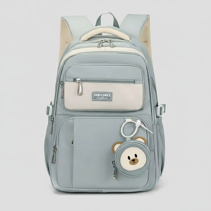 Mochila Escolar Liceal Unisex Grande Impermeable Para Viaje Celeste Liso