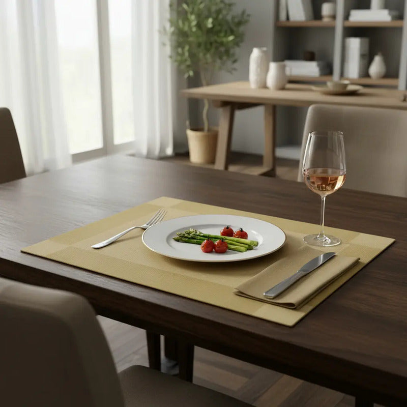 Mantel X4 Und Individual Mesa 45x30cm Antideslizante Dorado Lisa