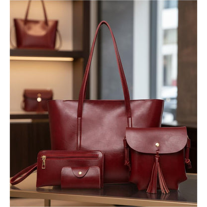 Set De Cartera X4 Bolso Monedero Billetera Eco Cuero Dama 1