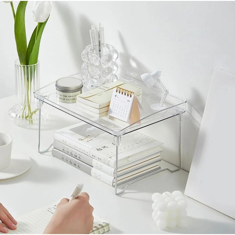 Estante De Acrilico Transparente X2 Cocina Baño Escritorio Transparente