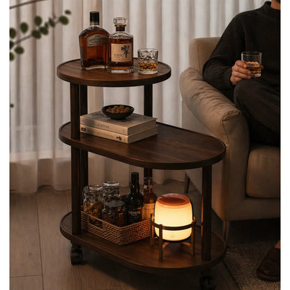Mesa Auxiliar De Madera Con Ruedas Carrito De Bar Moderno