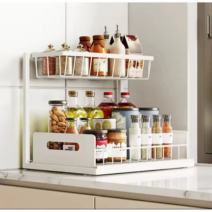 Organizador De Cocina Bajo Mesada Deslizante Multiuso Baño Blanco