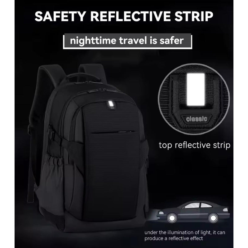 Mochila Impermeable Urbana De Viaje Para Notebook Unisex Negro Liso