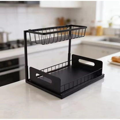 Organizador De Cocina Bajo Mesada Deslizante Multiuso Baño Negro