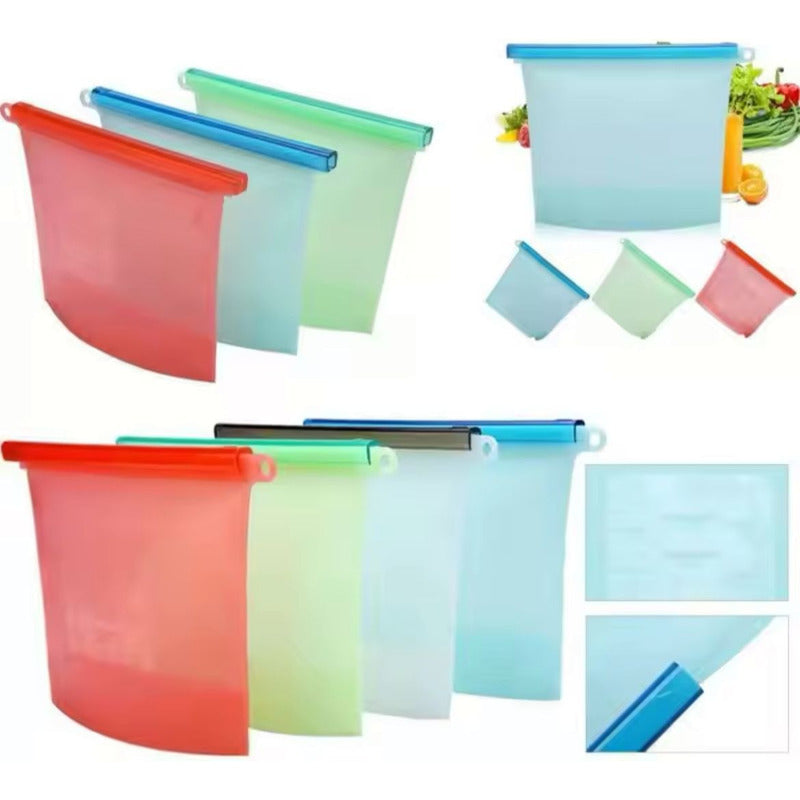 Bolsas De Silicona X2 Conserva Alimentos Reutilizable 1000ml