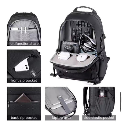 Mochila Impermeable Urbana De Viaje Para Notebook Unisex Negro Liso