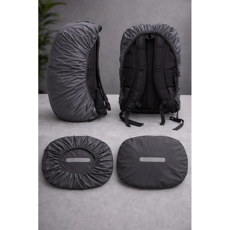 Funda Protectora Impermeable Para Mochila 55lts Reflectante Gris Liso