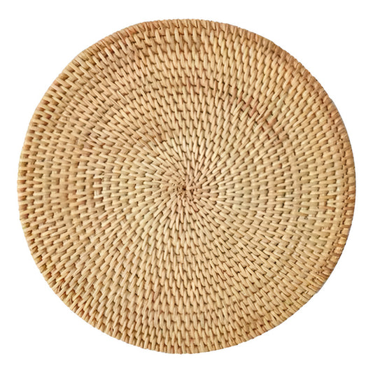 Mantel Individual De Ratán X2 Unidades Redondo 20cm Diámetro Ratán Lisa