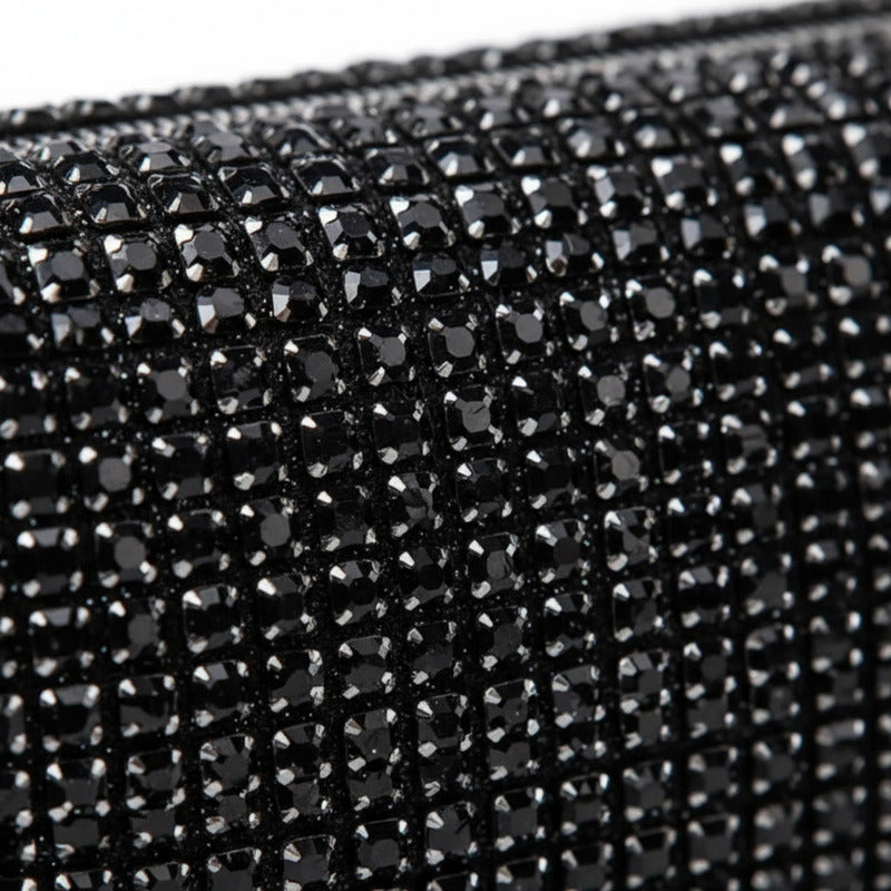 Cartera De Mano Brillos Negra Elegante Fiesta Mujer Noche Negro