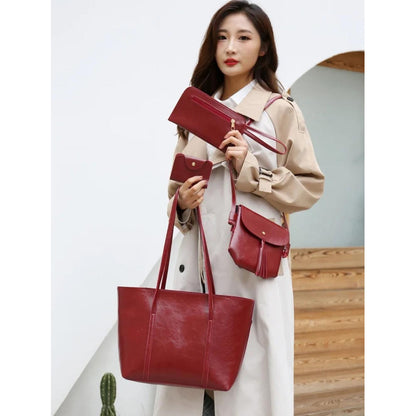 Set De Cartera X4 Bolso Monedero Billetera Eco Cuero Dama 1