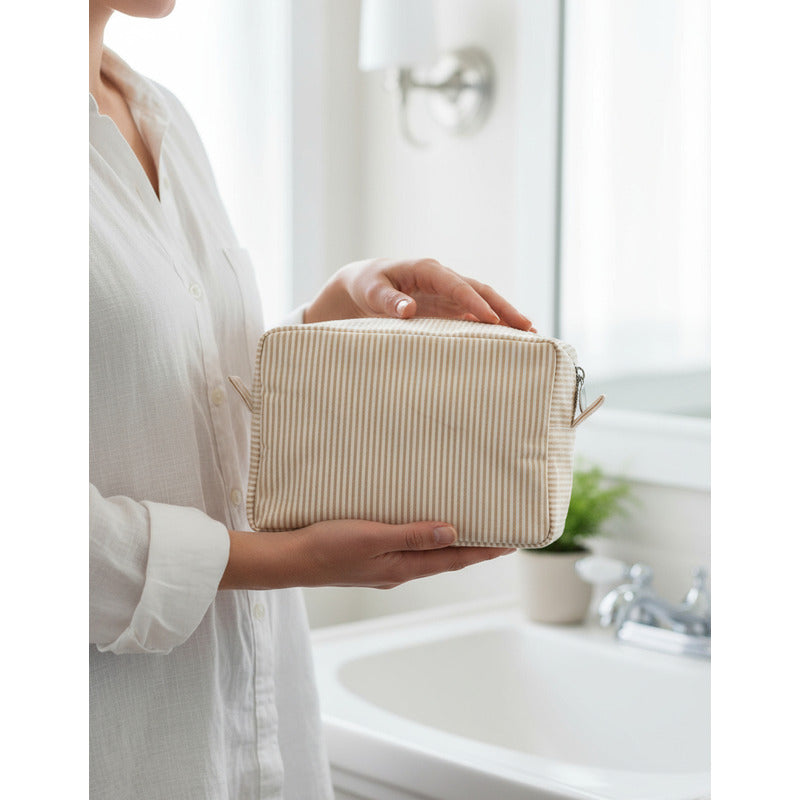 Neceser De Tela Organizador De Viaje Porta Cosméticos Dama