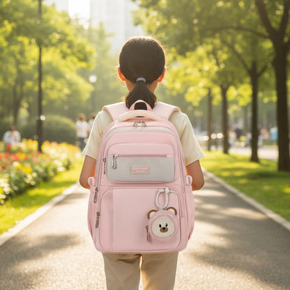 Mochila Escolar Liceal Unisex Grande Impermeable Para Viaje Rosa Liso