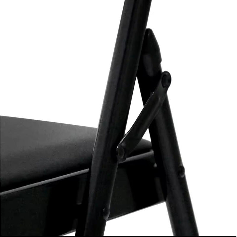 Silla Plegable De Acero Acolchonada Eco Cuero Resistente Negro