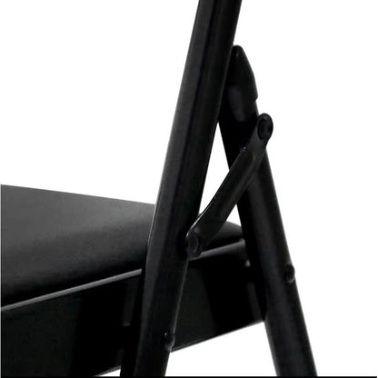 Silla Plegable De Acero Acolchonada Eco Cuero Resistente Negro