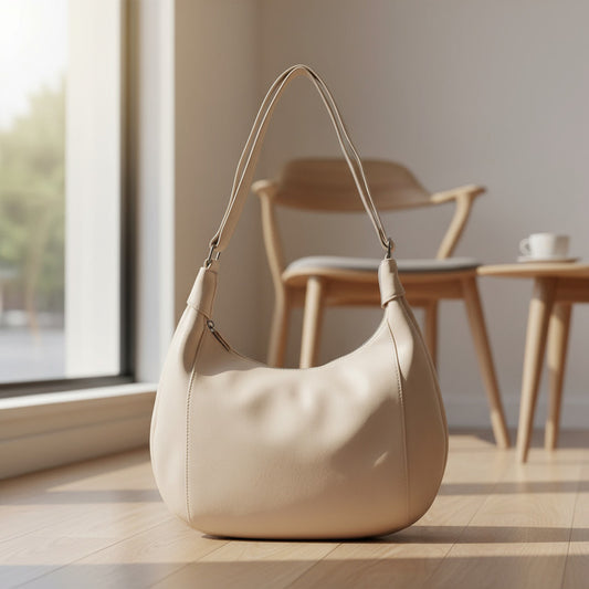 Bolso Dama Cartera Mujer Cruzada Grande Casual Urbana Moda Beige Lisa