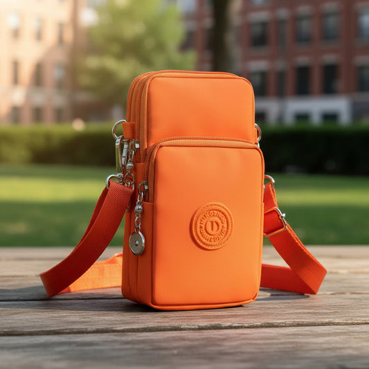 Morral Bandolera Unisex Pequeña Para Celular Varios Colores Naranja