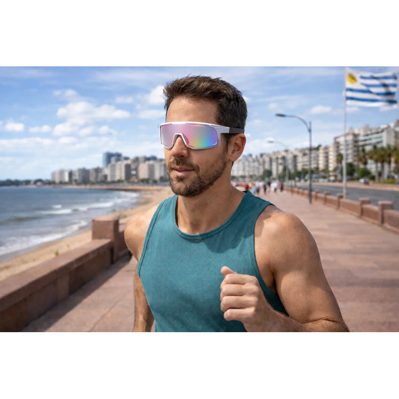 Lentes De Ciclismo Deporte Polarizados Protección Uv Unisex  Tornasolado Blanco Y Negro