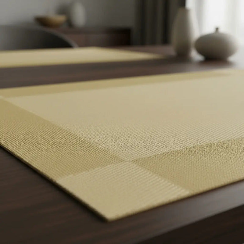 Mantel X4 Und Individual Mesa 45x30cm Antideslizante Dorado Lisa