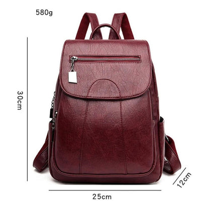 Mochila Eco Cuero Dama Mujer Bolso Impermeable Solapa 2
