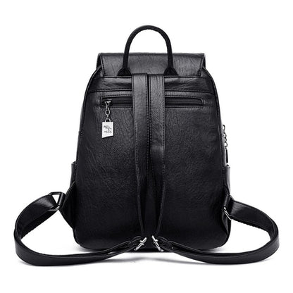 Mochila Eco Cuero Dama Mujer Bolso Impermeable Solapa 2