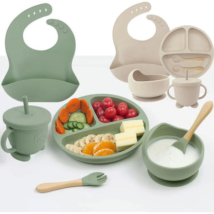 Set De Alimentación Bebe Vajilla De Silicona Varios Colores