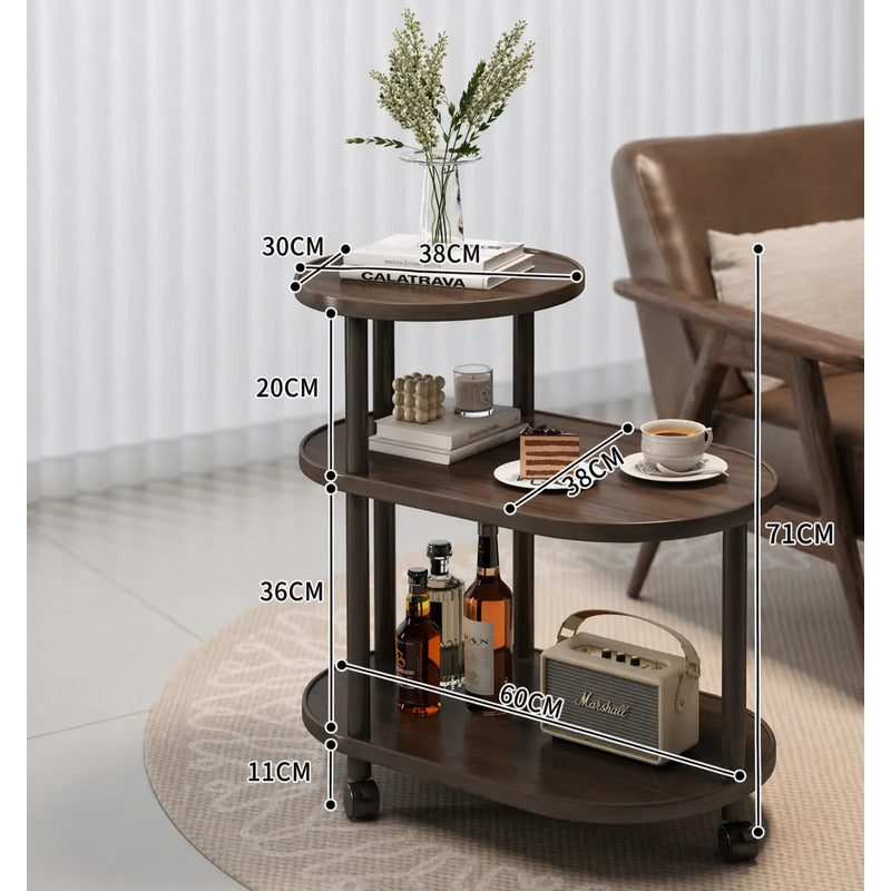 Mesa Auxiliar De Madera Con Ruedas Carrito De Bar Moderno