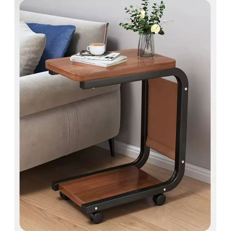 Mesa Auxiliar De Arrime Con Ruedas Para Sofá Cama Madera