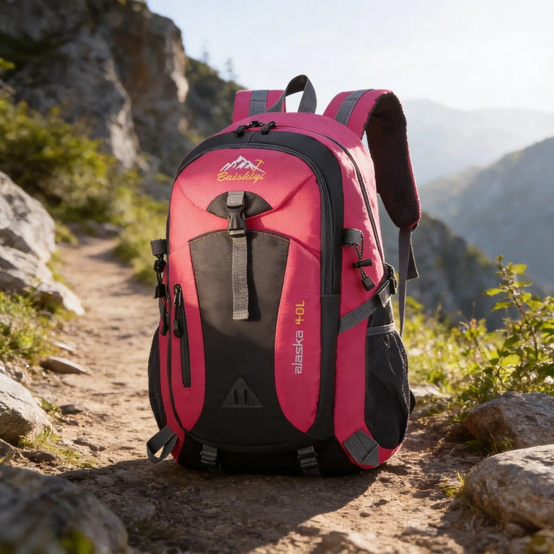 Mochila Deportiva Impermeable Reforzada Camping Trekking 40l Fucsia Liso