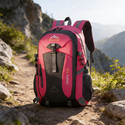 Mochila Deportiva Impermeable Reforzada Camping Trekking 40l Fucsia Liso