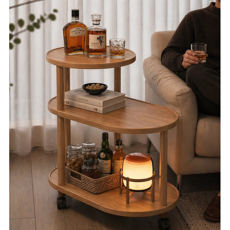 Mesa Auxiliar De Madera Con Ruedas Carrito De Bar Moderno