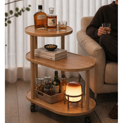Mesa Auxiliar De Madera Con Ruedas Carrito De Bar Moderno