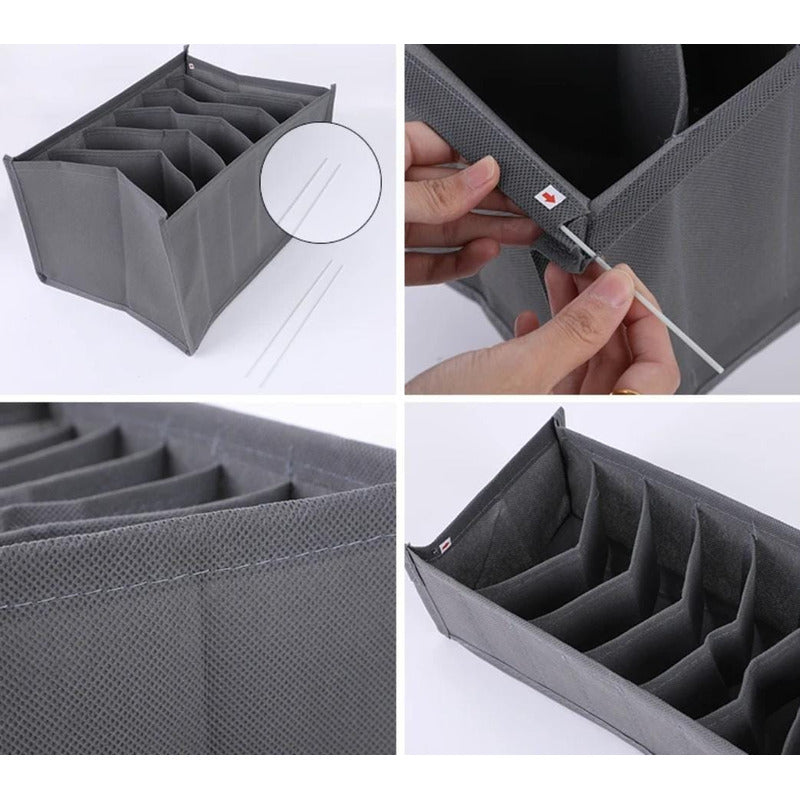 Caja Organizadora Para Ropa 8 Espacios Organizador Ropero Gris