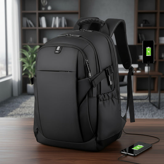 Mochila Impermeable Urbana De Viaje Para Notebook Unisex Negro Liso