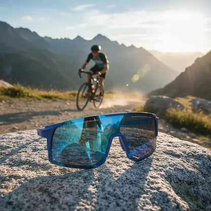 Lentes De Ciclismo Deporte Polarizados Protección Uv Unisex  Tornasolado Azul