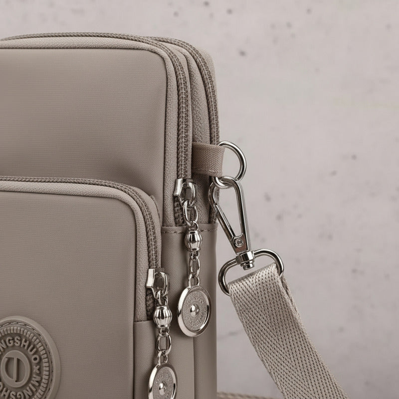 Morral Bandolera Unisex Pequeña Para Celular Varios Colores Beige