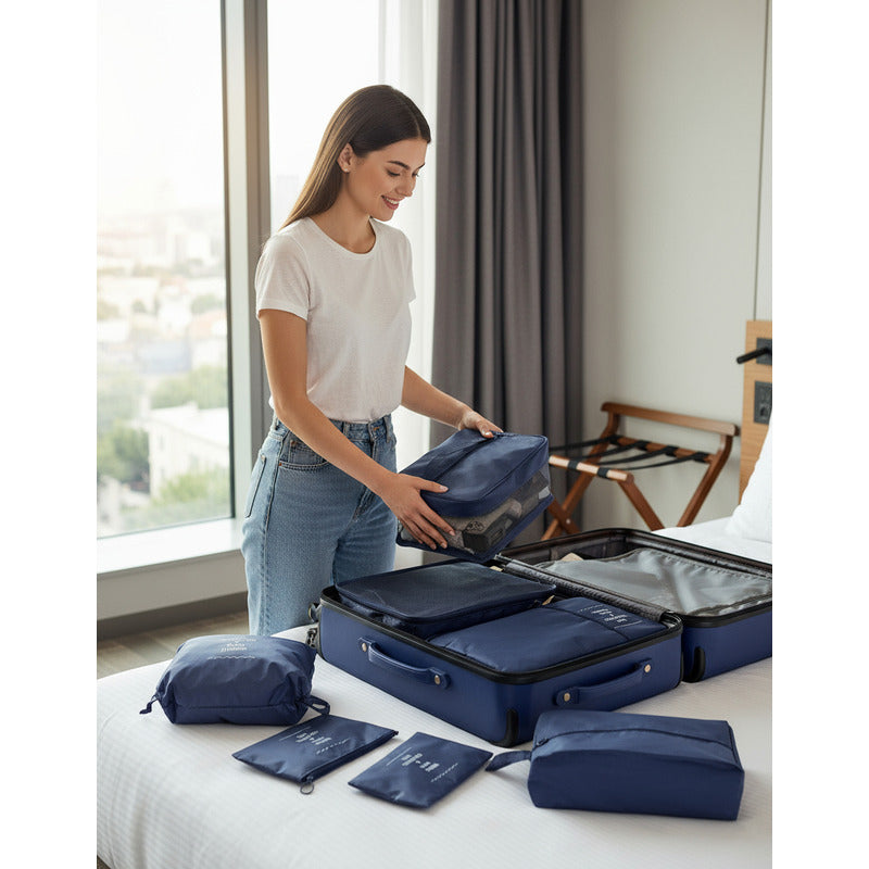 Set Organizador De Viaje 8 Piezas Para Valija Bolsos Ropa