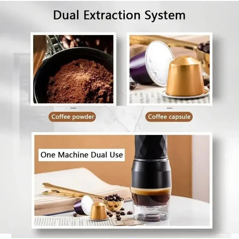 Cafetera Manual Portátil Para Cápsula Molido Y Expreso 80ml