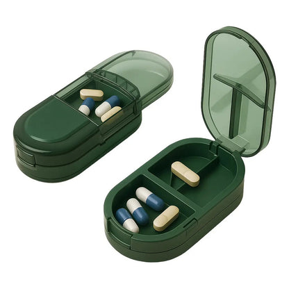 Pastillero Corta Pastilla Porta Medicamentos Uso Diario 1 Verde Oscuro