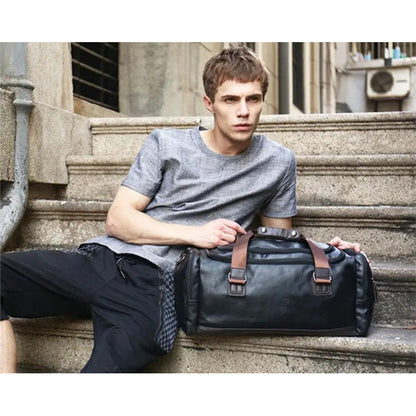 Bolso De Mano Eco Cuero Viaje Entrenamiento Hombre Moda Negro Lisa