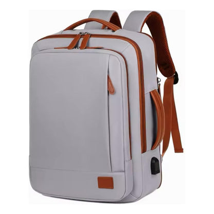 Mochila Antirrobo Usb Expansible Impermeable Trabajo Escolar Gris
