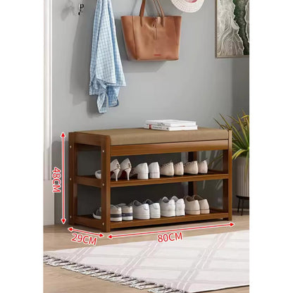 Zapatera Con Repisa 2 Estantes Para Dormitorio Living 80cm Marrón